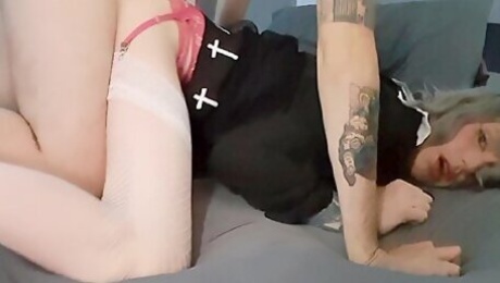 Skinny Crossdressing Nikki Gets Cum On Her Bum - Teaser Video