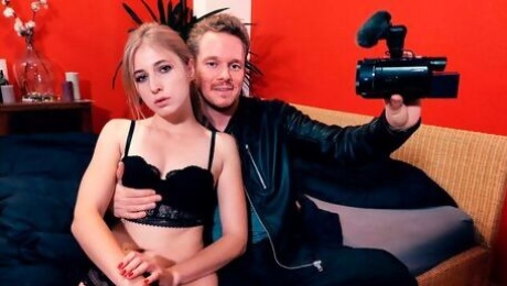 Seduced teen blonde Aria Logan sucks a long and hard cock with passion